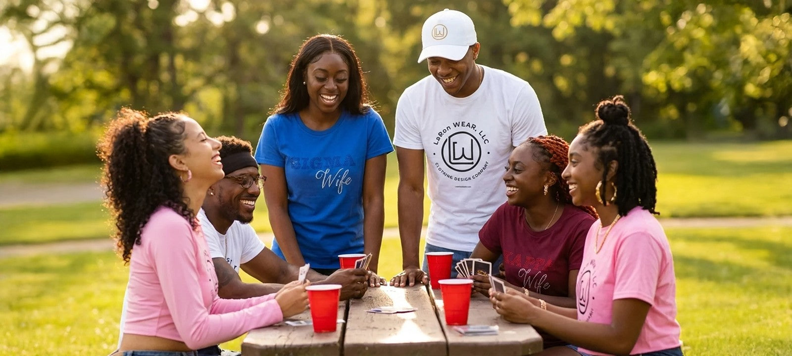 Laron Wear crew at a park picnic