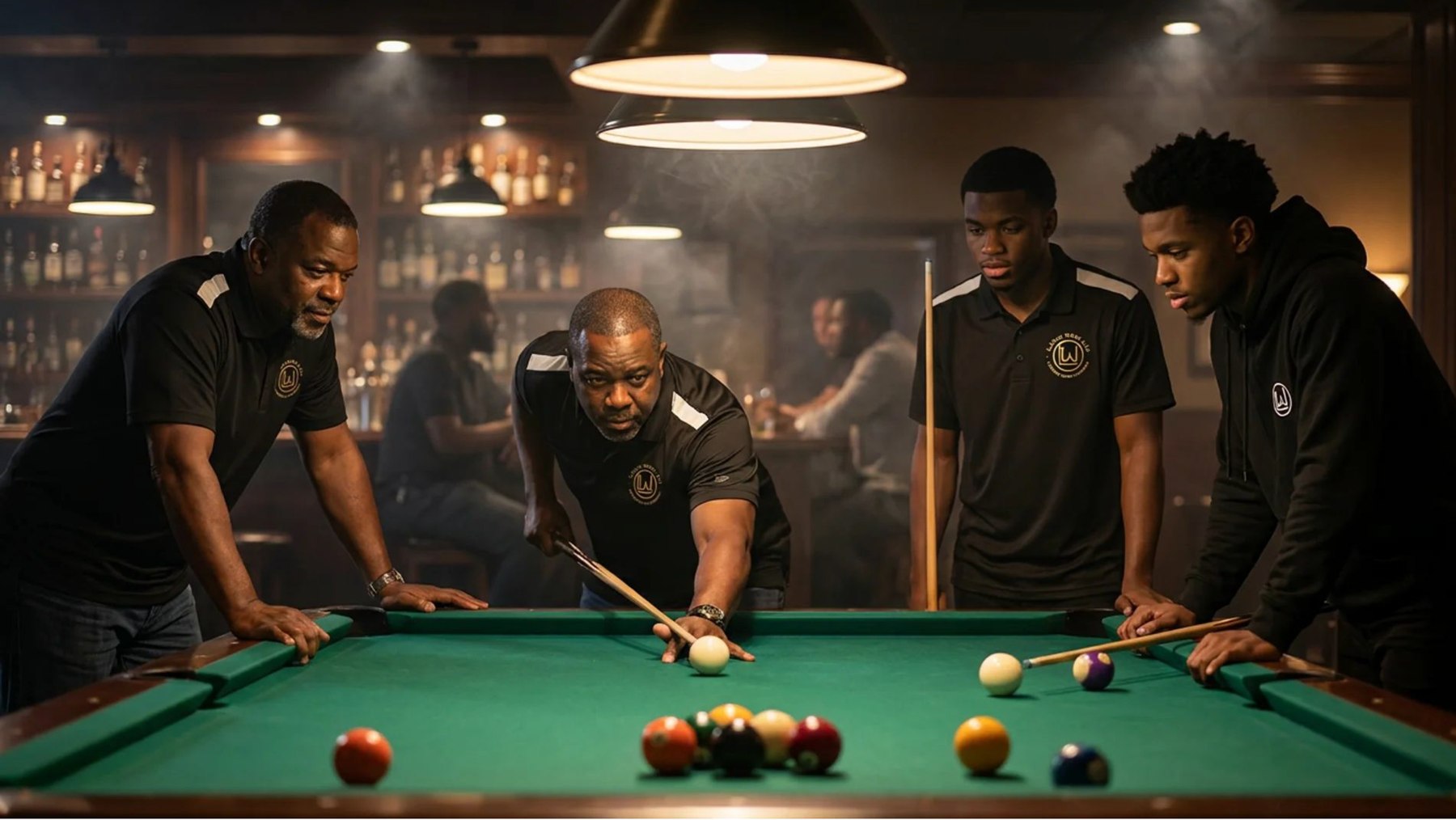 Laron Wear team at the pool table